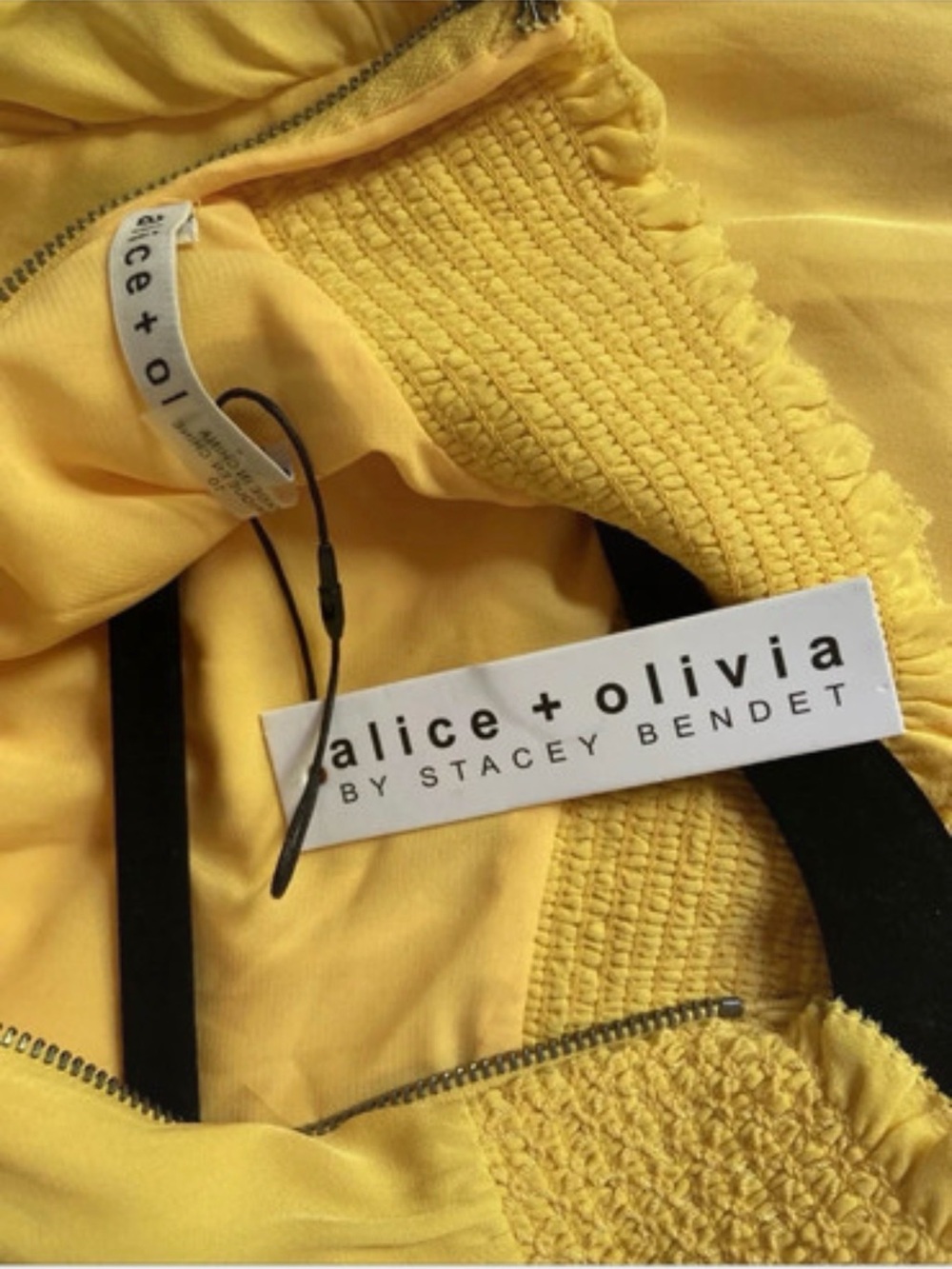 NWT Alice + Olivia Yellow High-Neck Tiered Mini Dress 10 - Picture 10 of 16